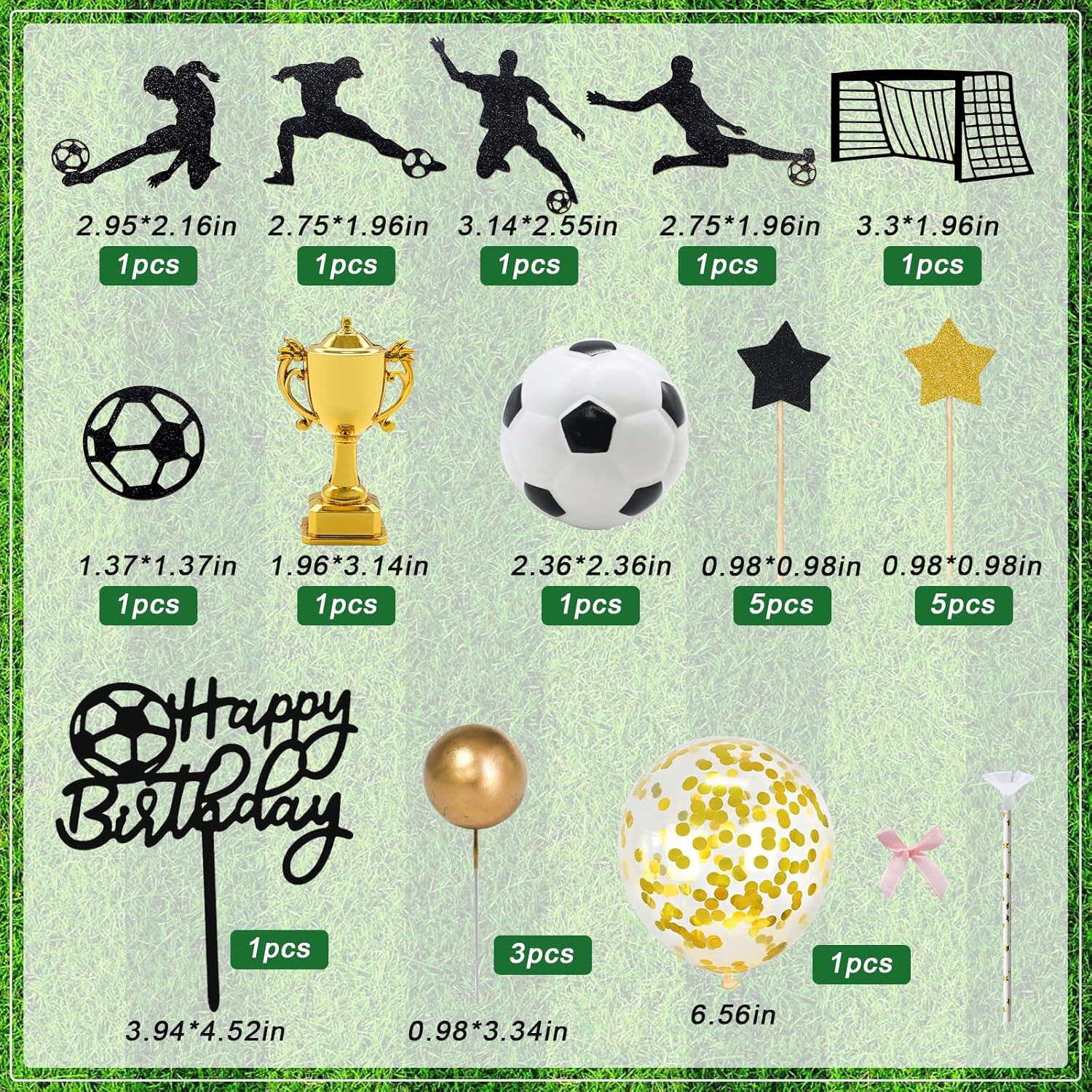 29pcs Soccer Cake Topper - Football Birthday Decorations