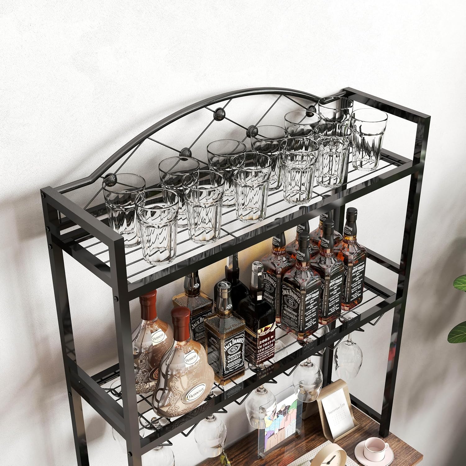 20 Bottle Freestanding Wine Rack with 3-Tier Storage 1