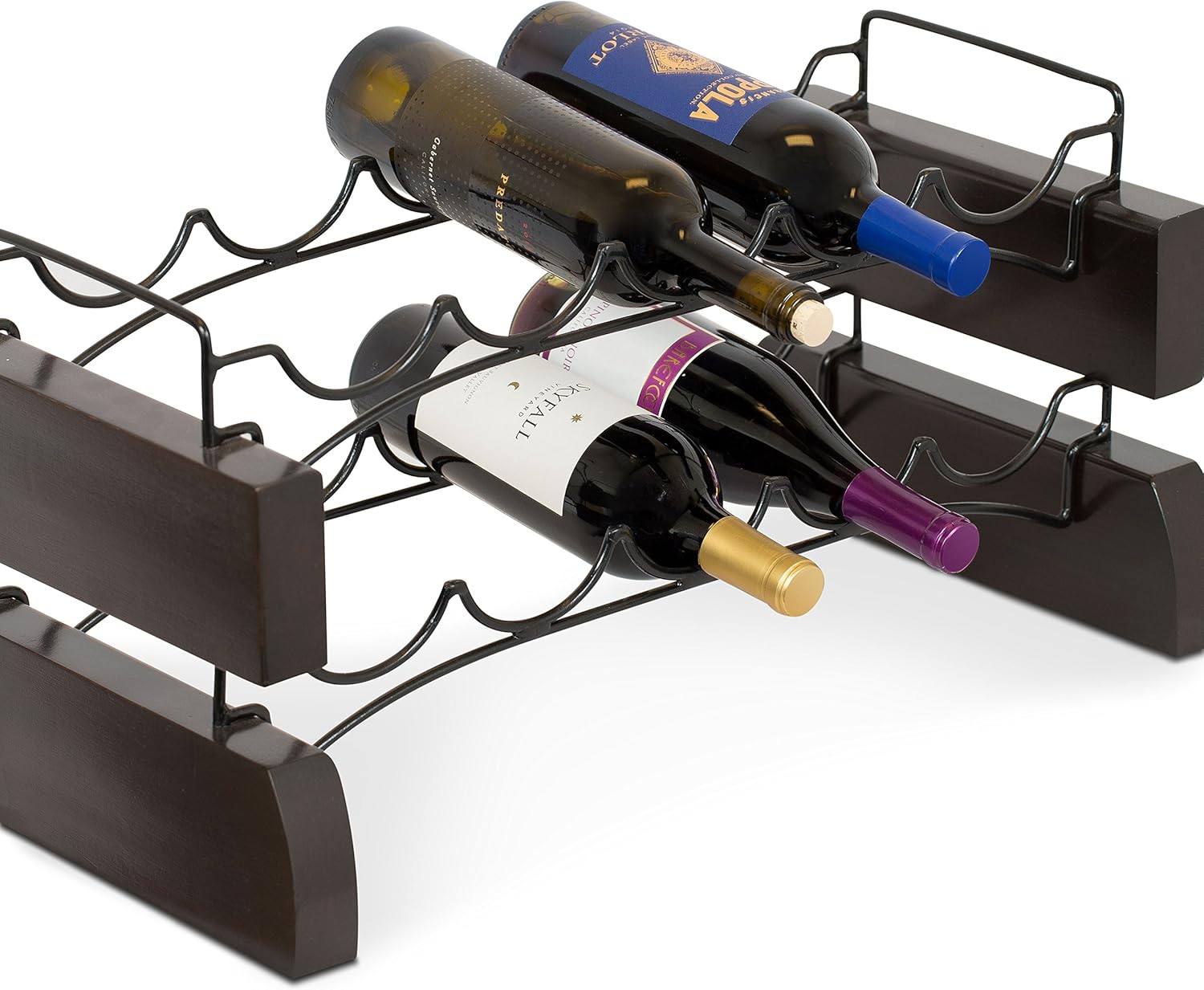BIRDROCK HOME Stackable Wine Rack Set of 2 Espresso
